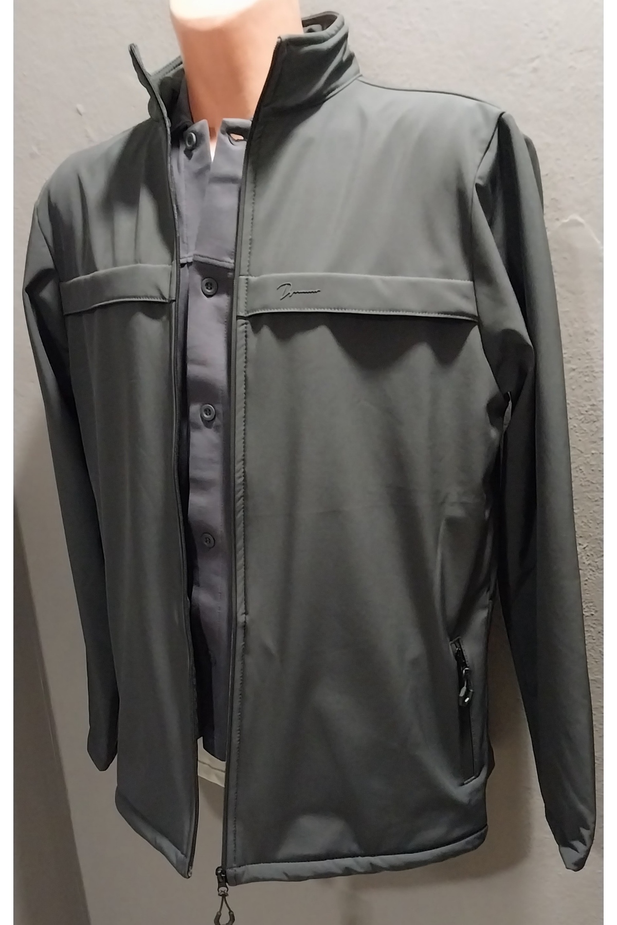 DYNAMO ERKEK DİK YAKA SU İTİCİ LİKRALI SOFTSHELL KUMAŞ BÜYÜK BEDEN MONT görsel 3