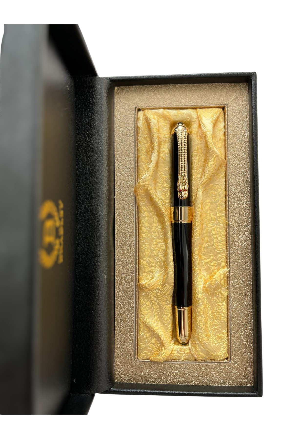 NEVCE STORE Premium Siyah Metal Dolma Kalem - Özel Şık Hediye Kutulu - Altın Detaylı