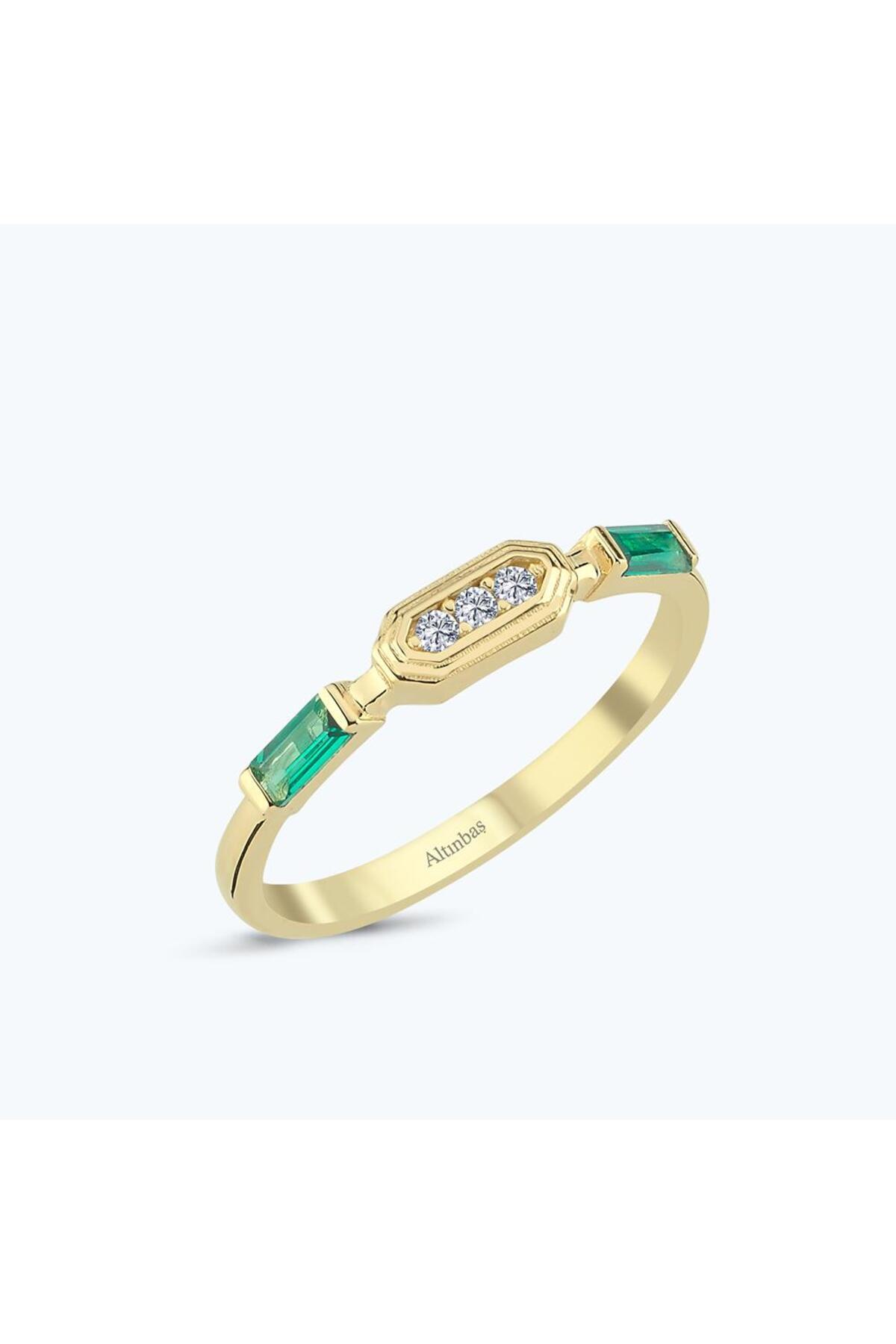 Altınbaş Yeşil Taşlı Altın Yüzük