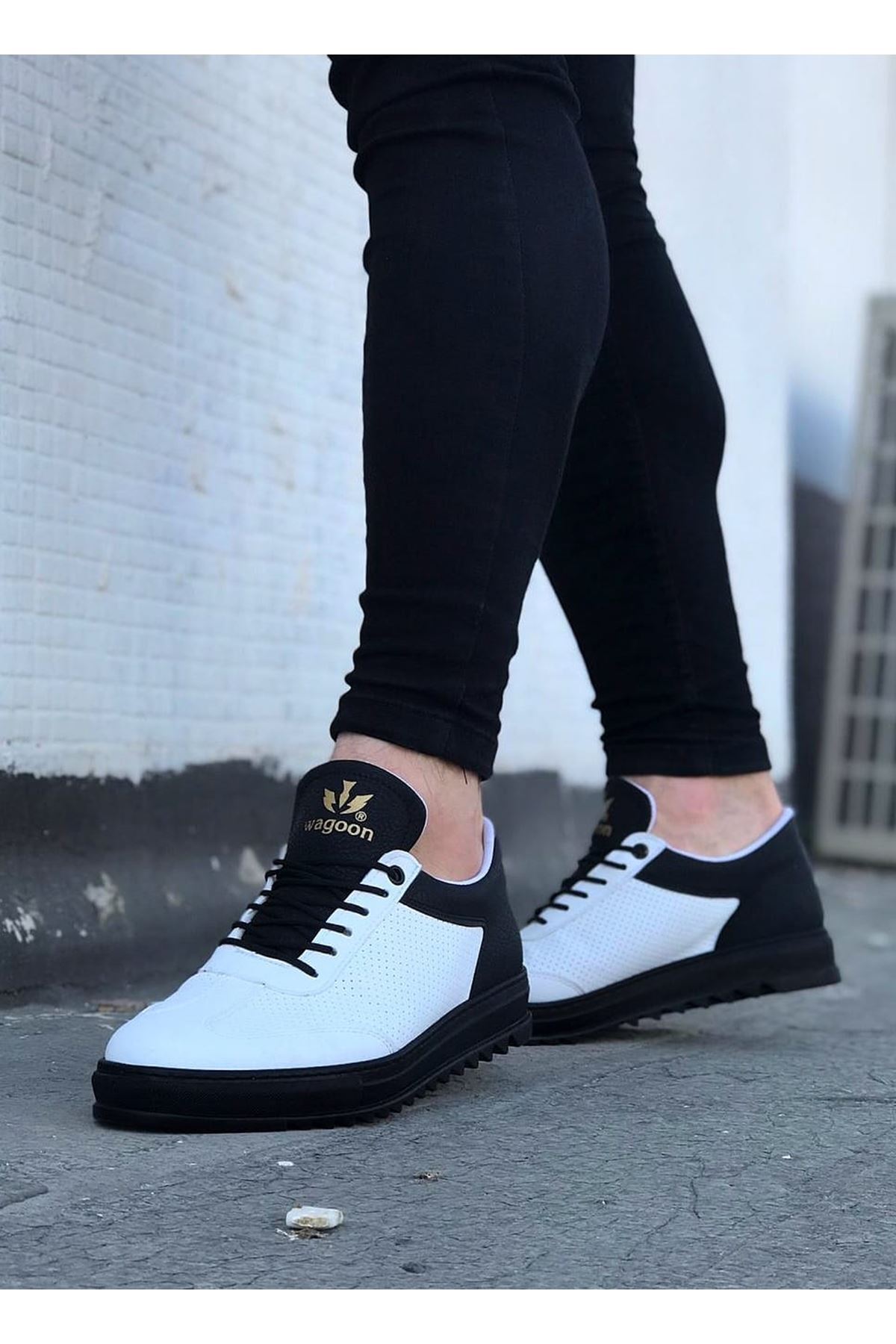 Wagoon  WG022 Beyaz Kömür Erkek Casual Ayakkabı - Görsel 2