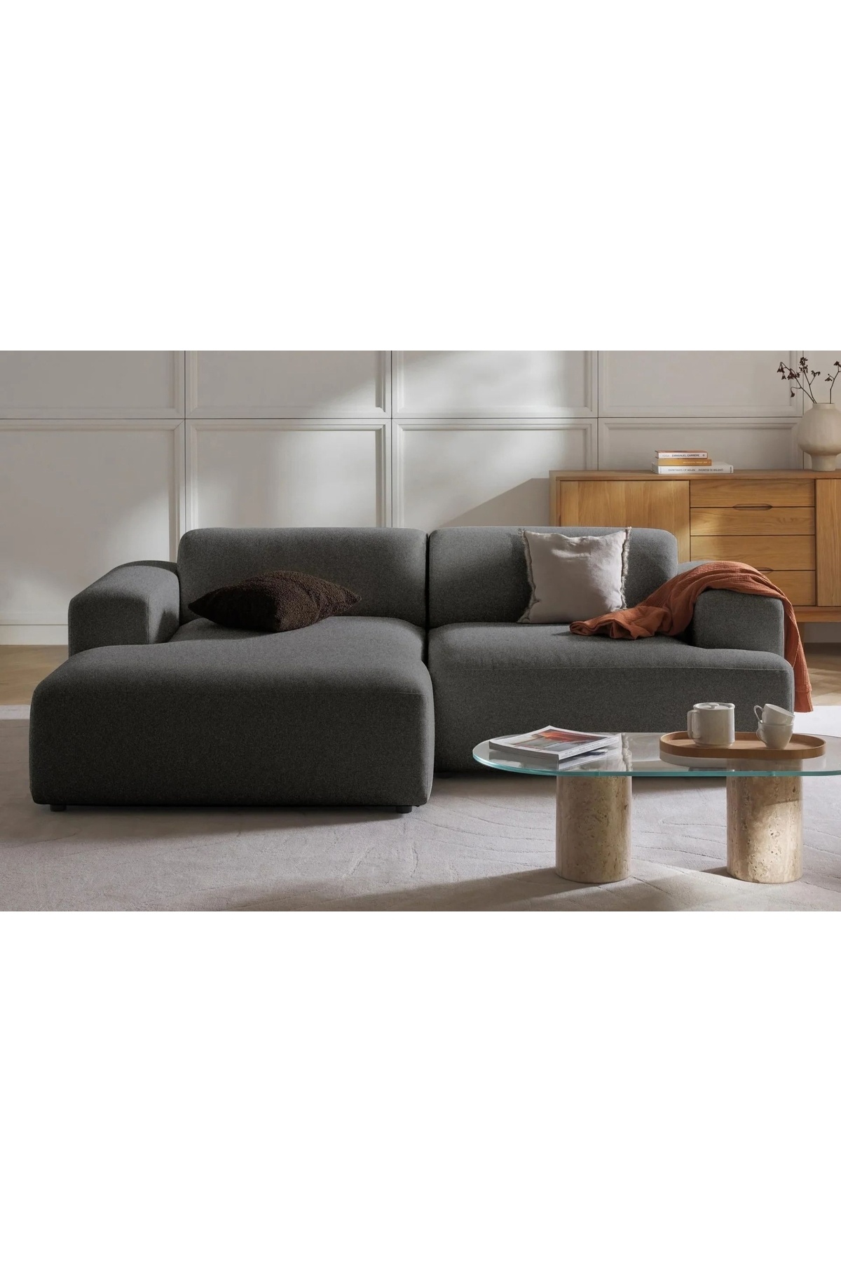 Vivense ELSA KETEN MİNİ KÖŞE KOLTUK, SOL KÖŞE, ANTRASİT