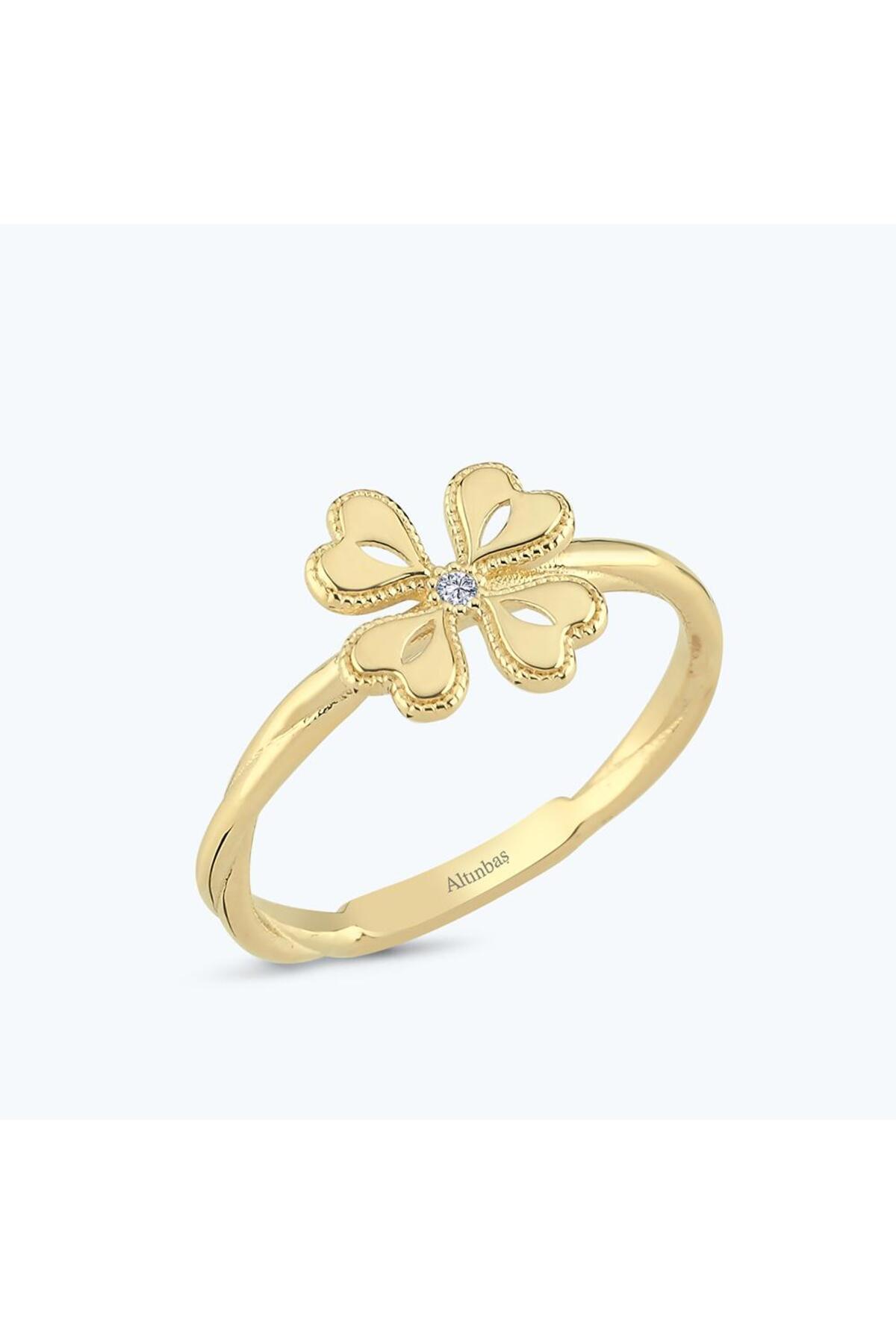 Altınbaş Altın Tektaş Yonca Yüzük