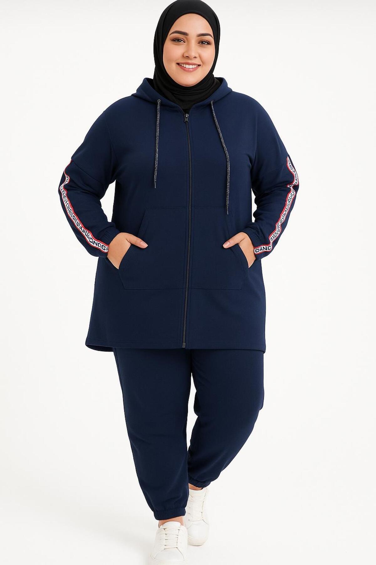 CNG MODA Büyük Beden Tomy Fermuarlı Anne Eşofman Takımı