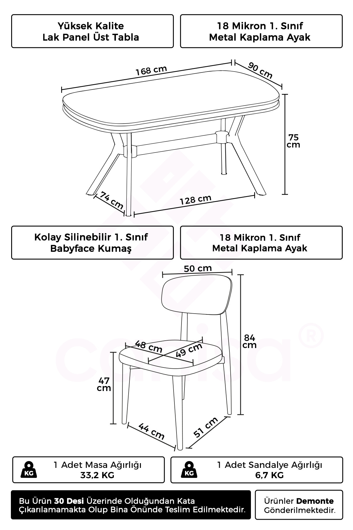 Canisa Olya Serisi 90x168 MDF Sabit Lak Panel Antrasit İroni Masa