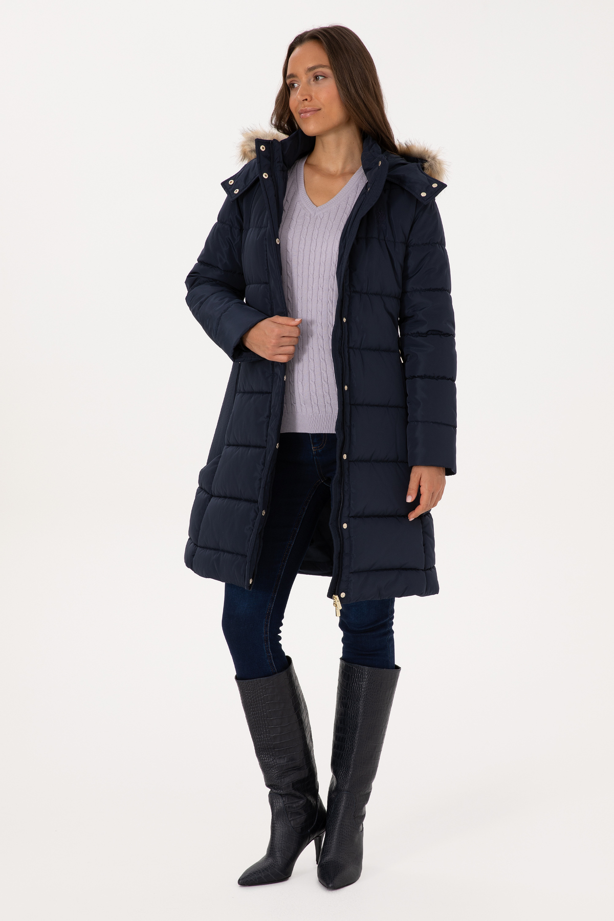 U.S. Polo Assn.  Kadın Lacivert Kaban 50308001-VR033 - Görsel 4