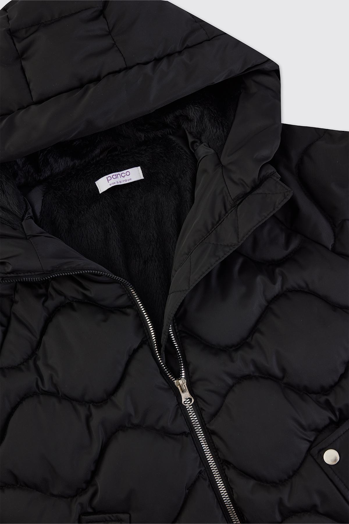 Panço Kız Çocuk Kapitone Siyah Kaban fotoğrafı 5 (önizleme)