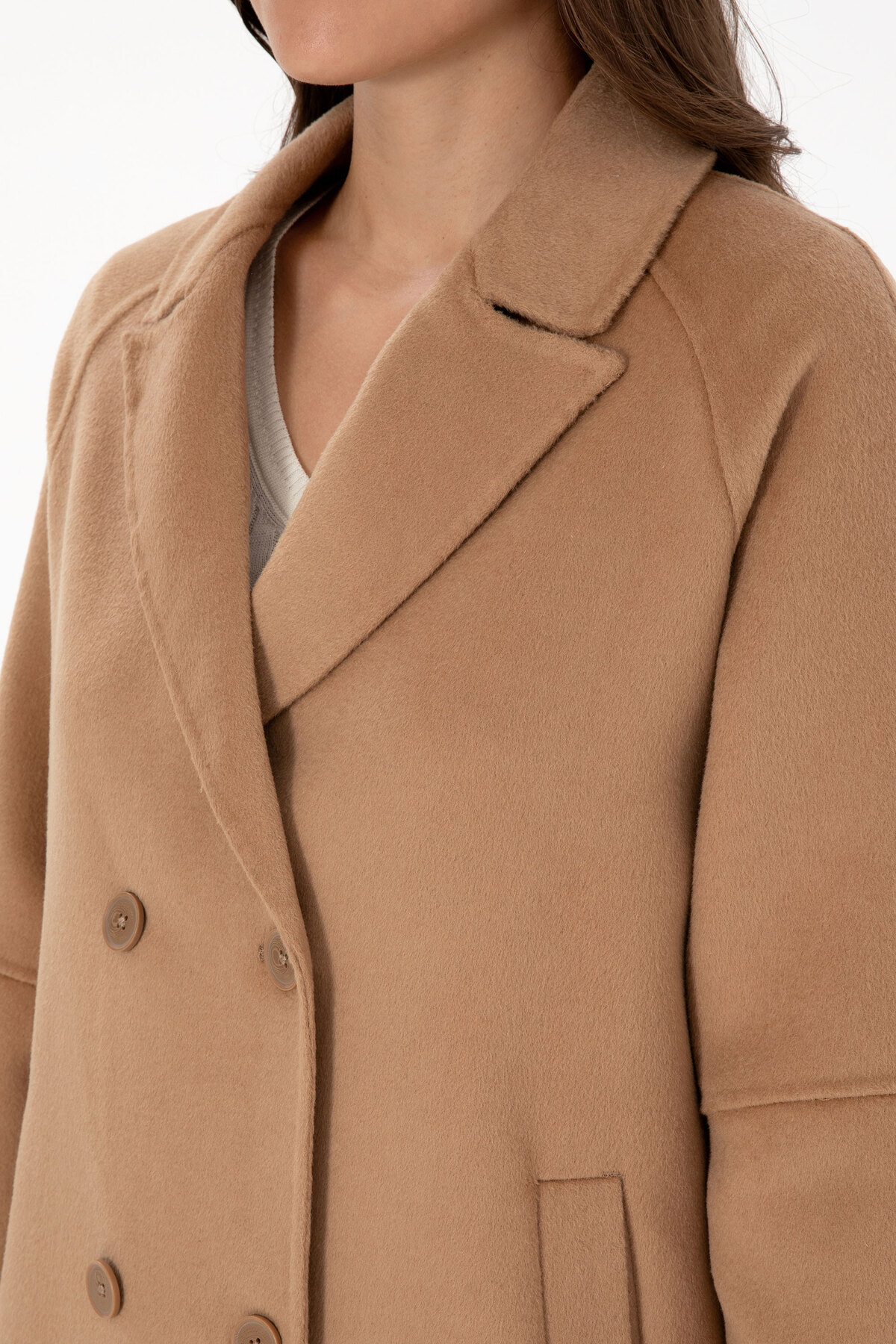U.S. Polo Assn.  Kadın Camel Kaşe Kaban 50308642-VR015 - Görsel 6