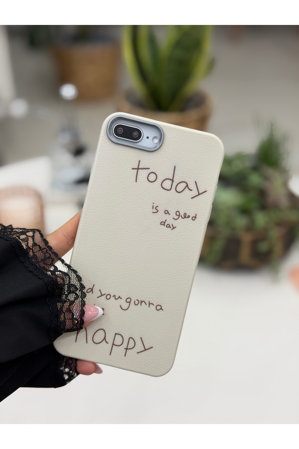 Iphone 7 Plus - 8 Plus Compatible Plated Leather Silicone Case with Today Design