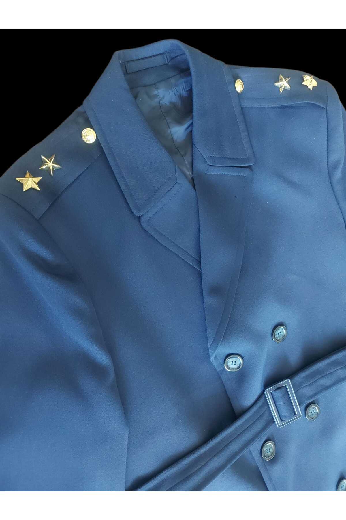 kho military design Lacivert Renk HKK Ütğm Pardösü (Trençkot) Sıfır Ayarında (46-4/ S-M Beden)