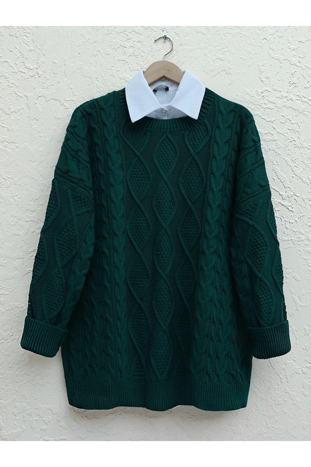 HİJABAYA Petek Desen Kışlık Salaş Triko Kazak