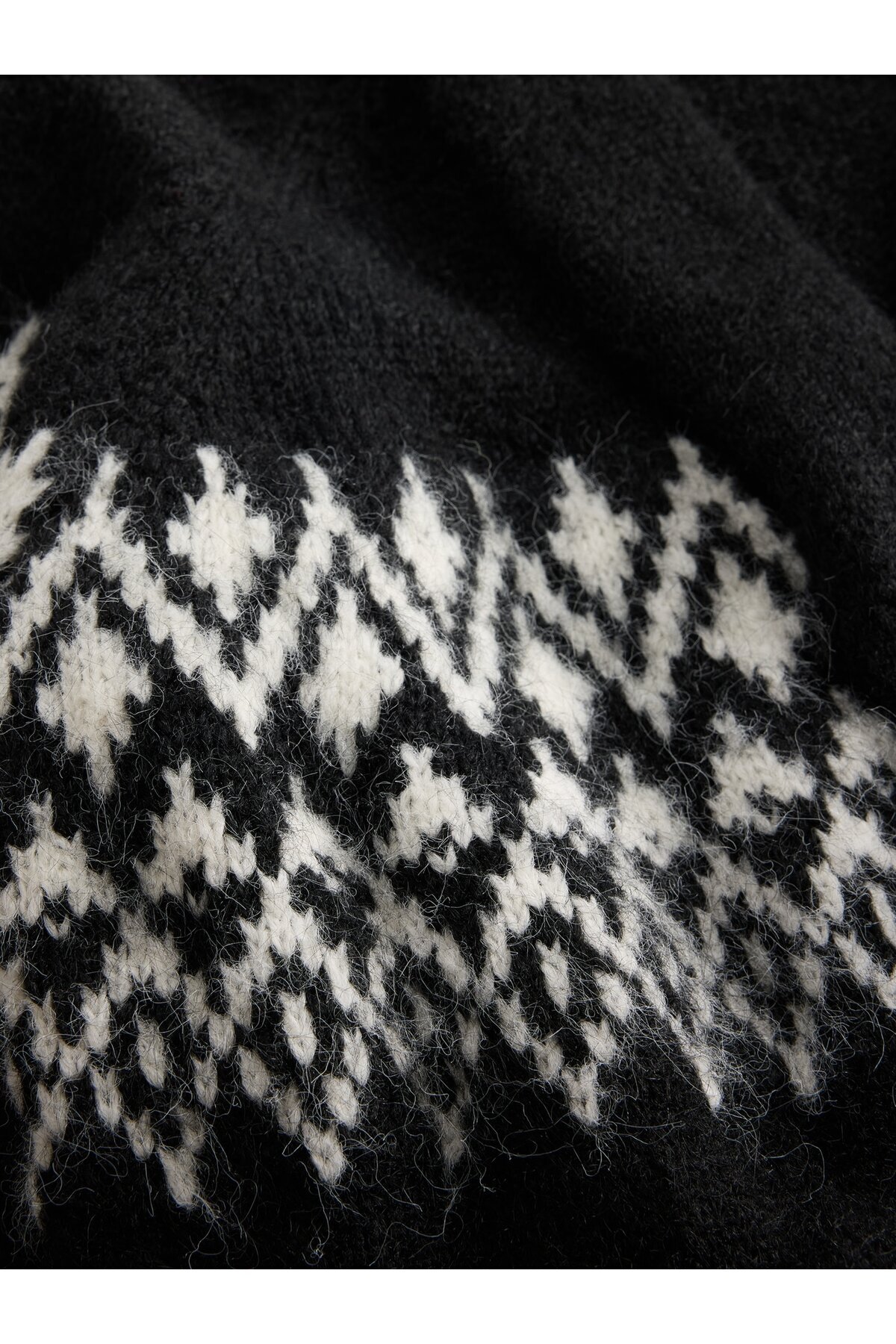 GAP  Kadın Siyah Yün Karışımlı Desenli Şal Hırka - Görsel 3