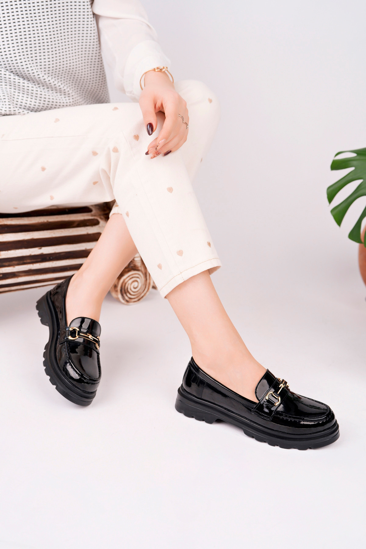 KAYGISIZ AYAKKABI Kadın Loafer Makosen Casual Tokalı Günlük Yumuşak Ayakkabı görsel 3