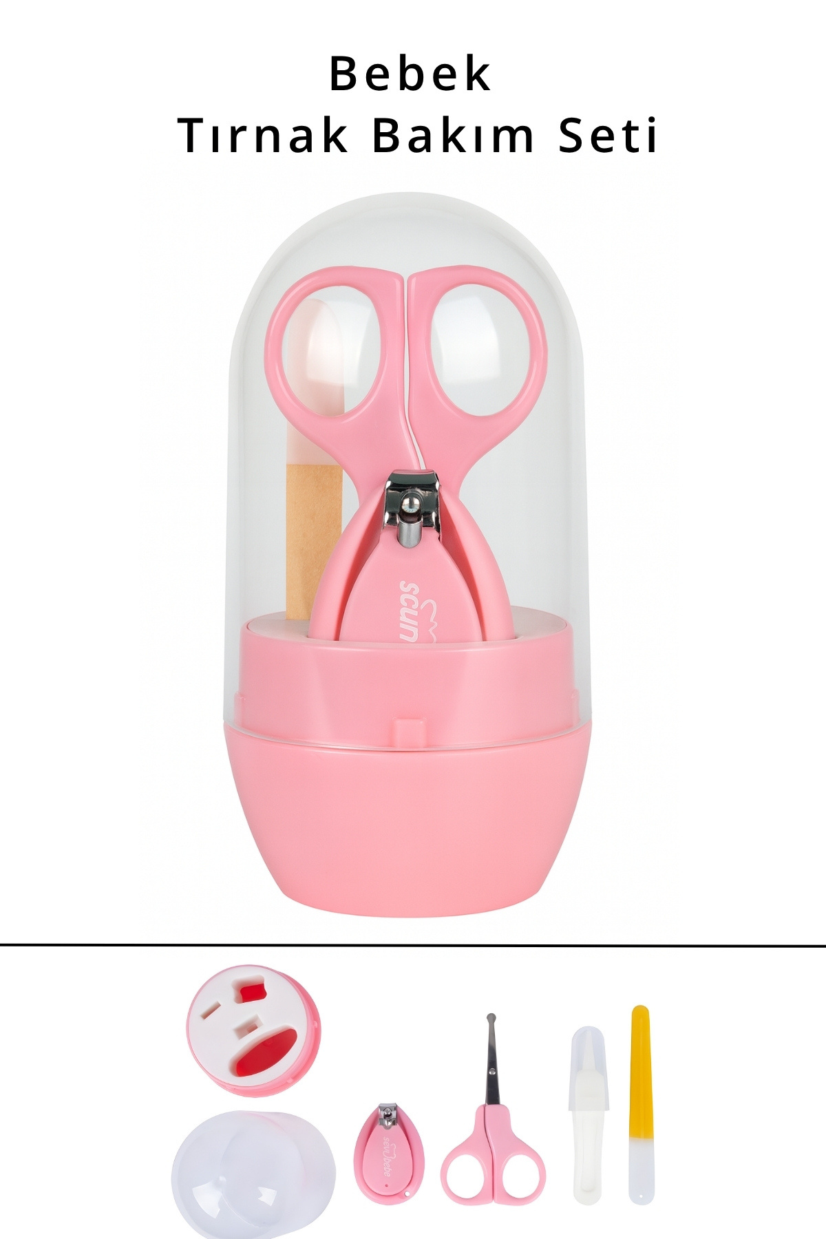 Nami Baby Organic Bebek Tırnak Bakım Seti 5'li | Bebek Tırnak Makası Seti | Yeni Doğan Tırnak Seti Pembe