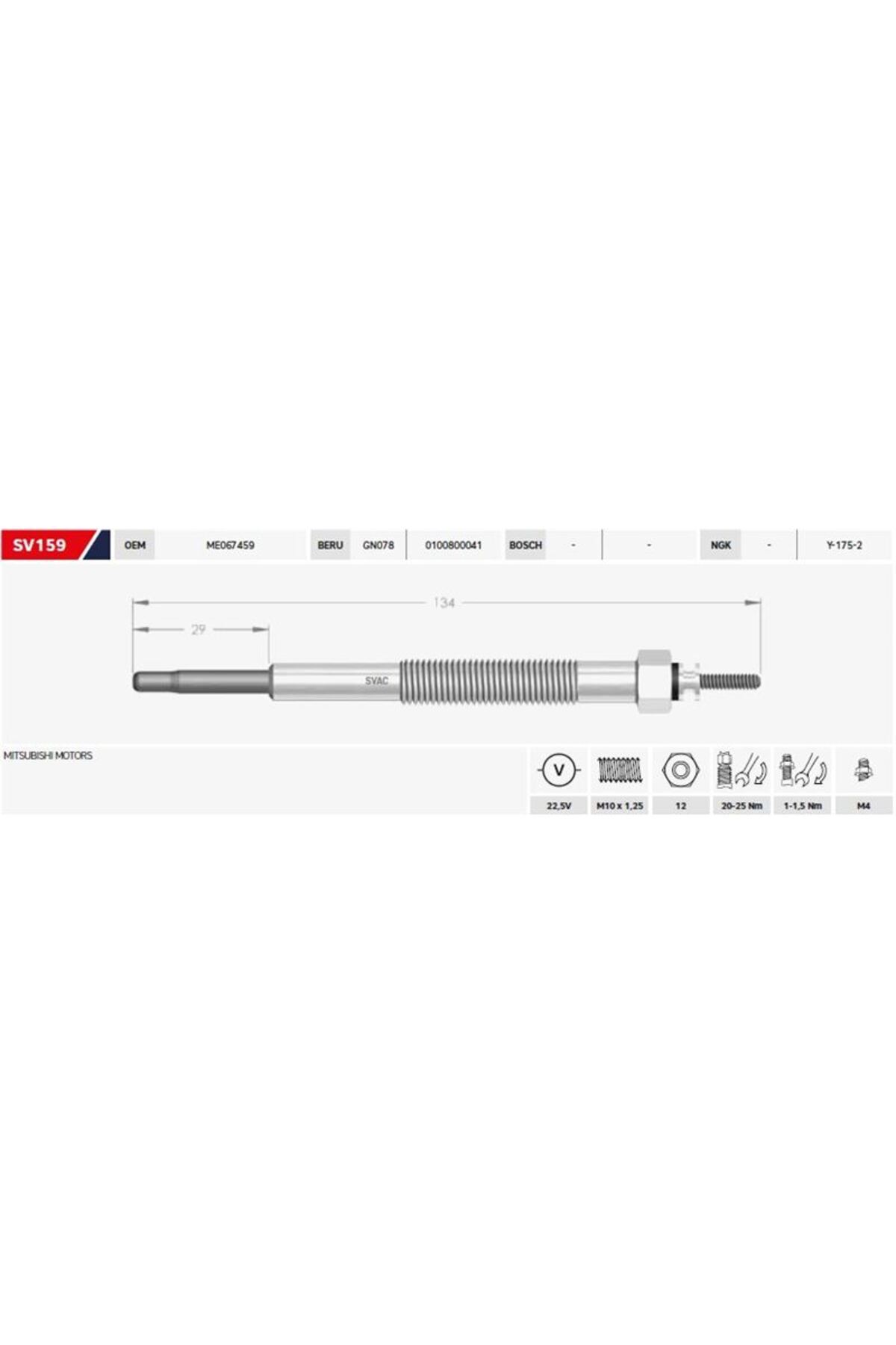 SVAC Kızdırma Bujisi 22.5V Mıtsubıshı Truck-Traıler-Cement Mıxer (4 Ad )