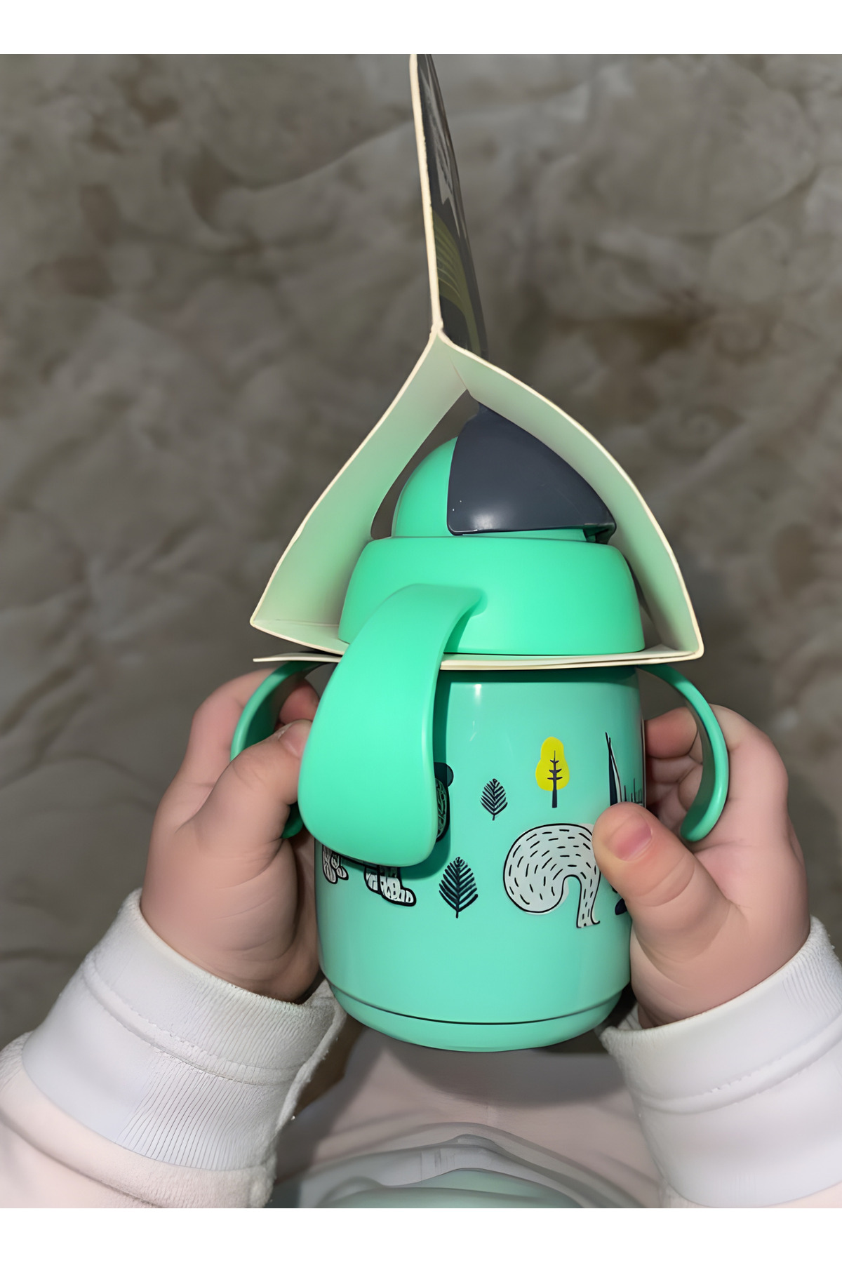 MARİCOCO Yumuşak Silikon Pipetli Şeffaf Matara 300ml | Suluk Kapaklı Su Şişesi Çocuk Su Matarası 6+ ay/m fotoğrafı 2 (önizleme)
