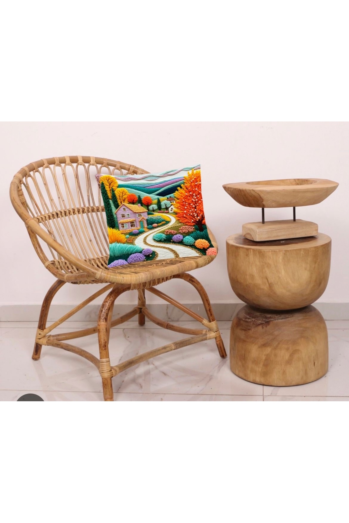 Digital Printed Knit Look Nature View Decorative Pillowcase