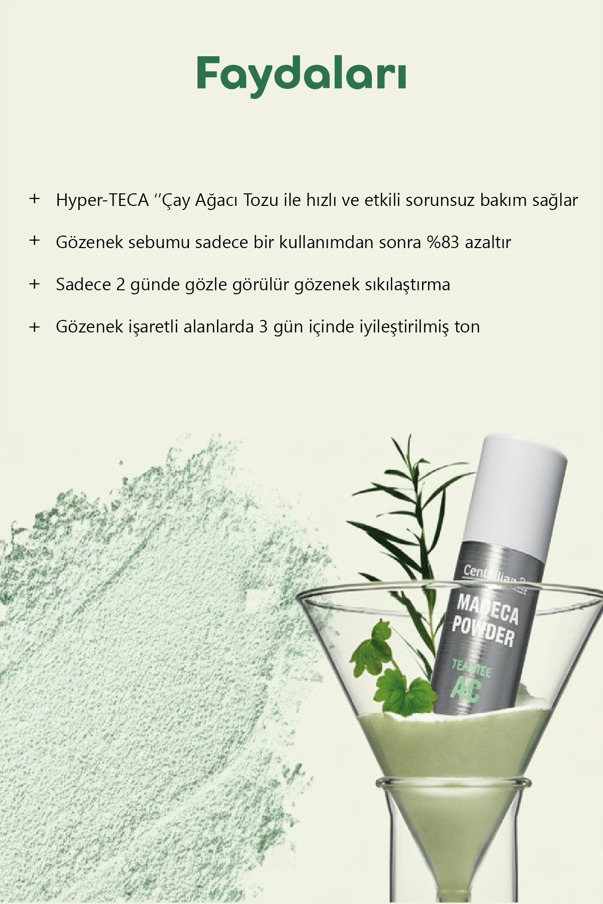 پودر مراقبت از پوست چند منظوره Madeca Powder Tea Tree AC (آکنه، چربی و ظاهر منافذ) 6 گرم — MadecaPowerTeatree — تصویر 4 از 9