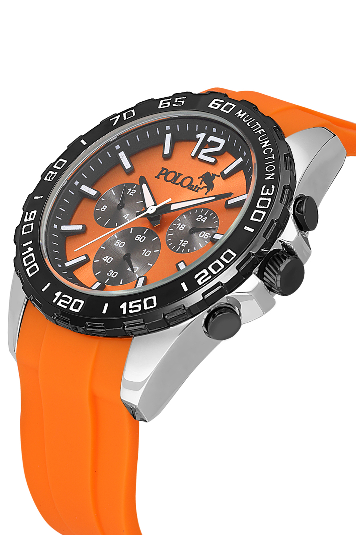 ساعت مچی مردانه سیلیکونی رنگ نارنجی، مشکی و نقره‌ای مدل PL-7050E4X
