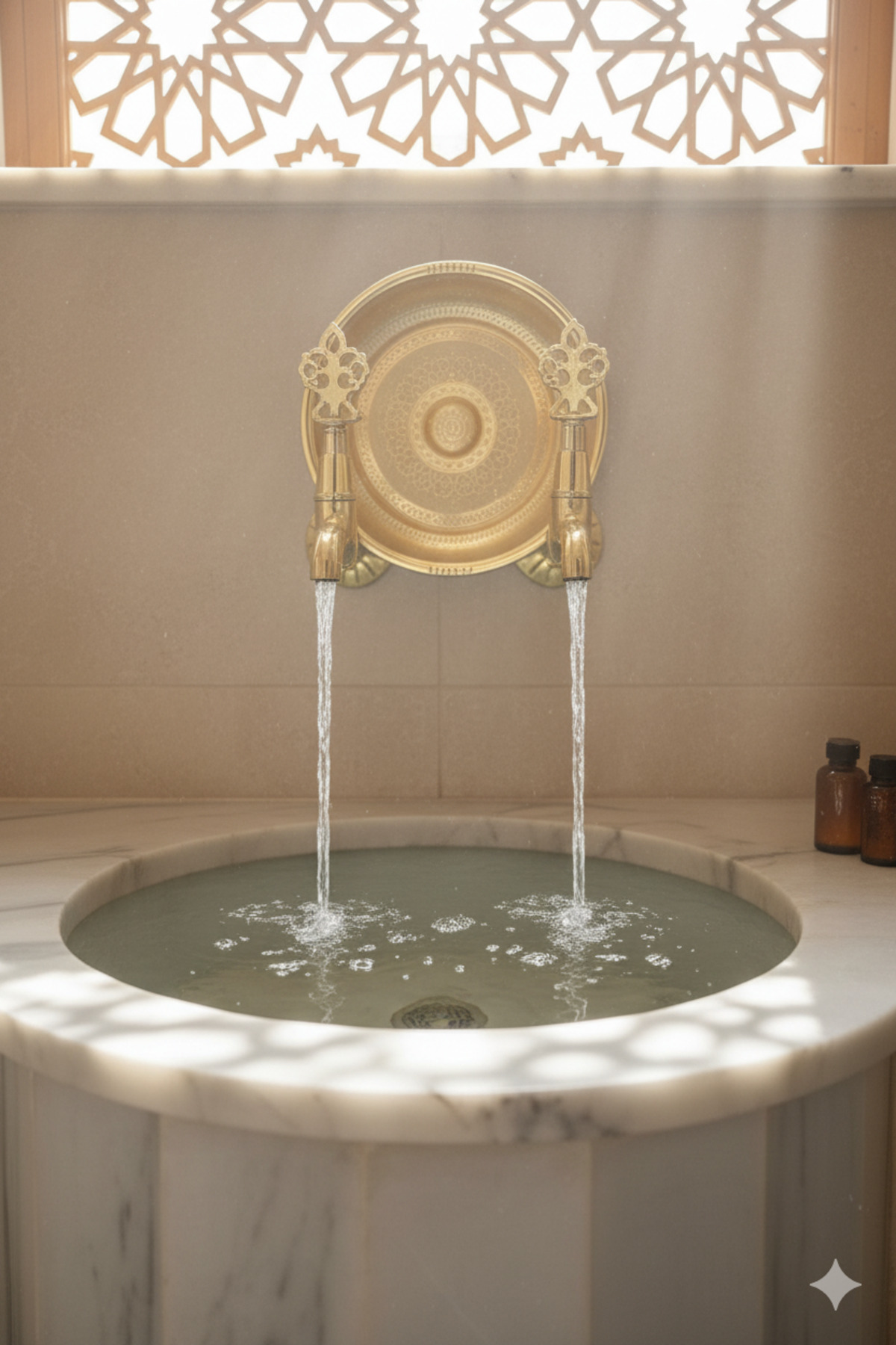 EMFA AKSESUAR Gold Eskitme Kurna Seti - Hamam Muslukları Seti 2 Adet Gold Musluk 1 Adet Ağır Hamam Tası