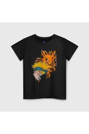 Naruto Ve Kurama Siyah Çocuk Tshirt Model 317 06349