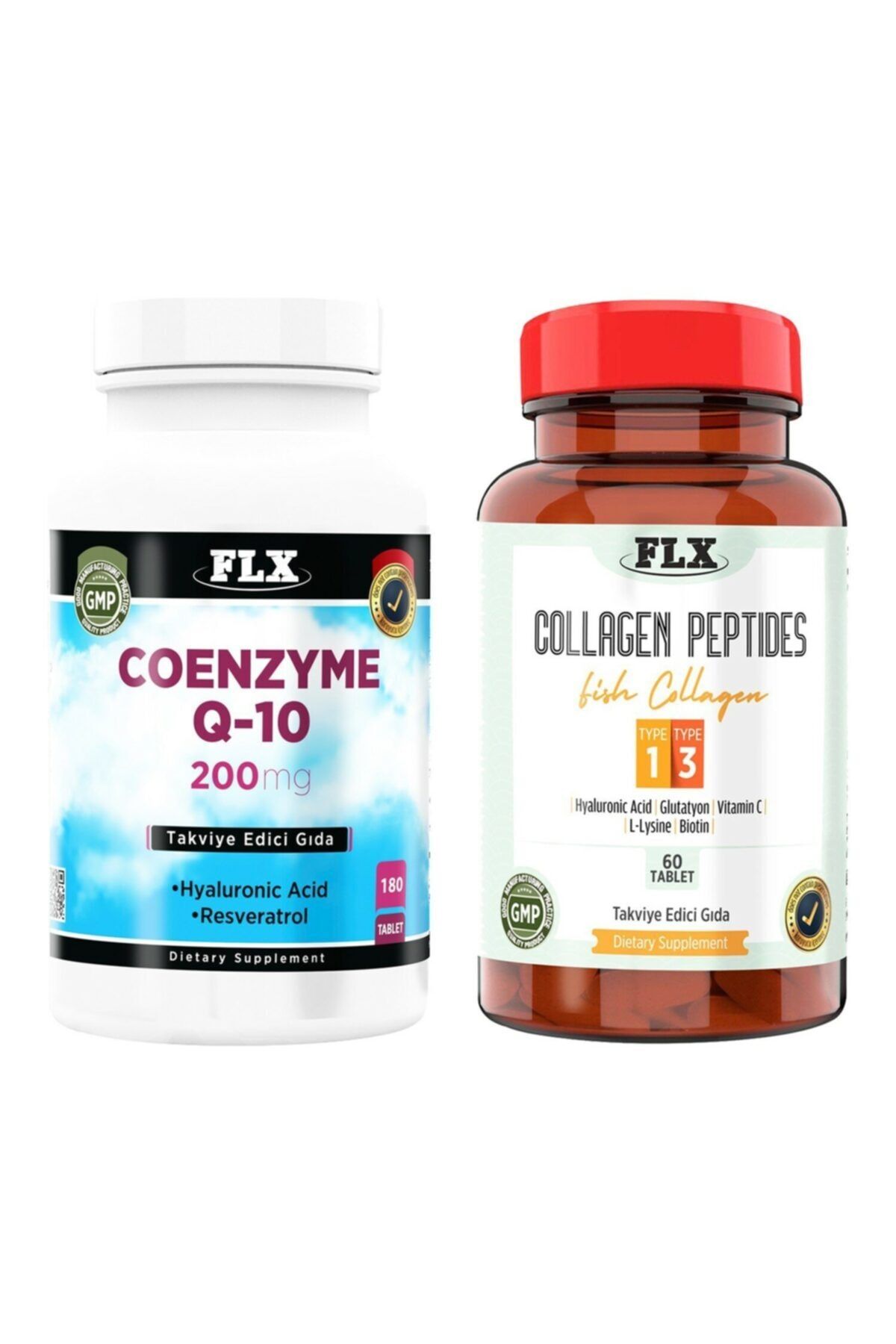 FLX Koenzim Q-10 180 Tablet & Kollajen Tip 1-3 60 Tablet