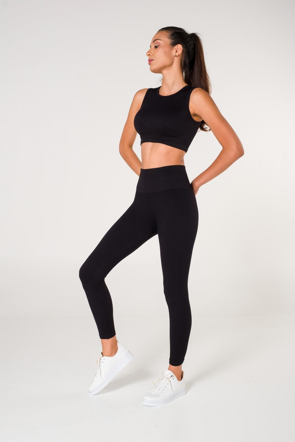 Formactive  Kadın Toparlayıcı Spor Tayt - Çift Katlı & Dikişsiz & Yüksek Bel Fitilli - Görsel 3