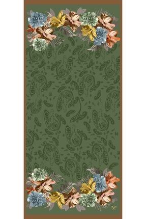 Yeşil Zümrüt Şal Çiçekli Desen Pavia Seri Eşarp Askısı Ile Birlikte 90x200 Cm 15115