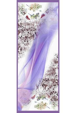 19V69 ITALIA Lila Mor Krem Şal Çiçekli Desen Elegante Seri Eşarp Askısı Ve He...