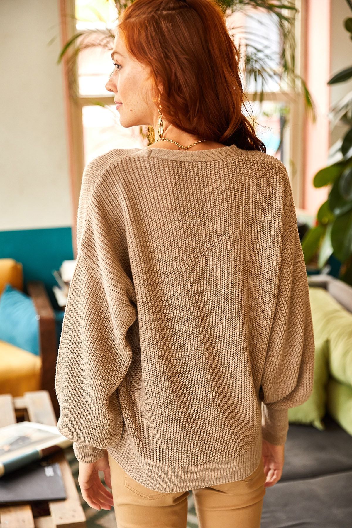 Olalook Strickjacke Braun Slim Fit FN6517