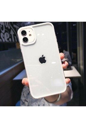 Apple Iphone 11 Uyumlu Kenarı Beyaz Darbe Önleyici Renkli Arkası Şeffaf Mika Silikon Telefon Kılıfı Tria11kenarlı