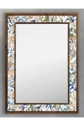 Ahşap Çerçeveli Mozaik Taş (mermer) Ayna 53x73 Cm Tile Desen Seramik Desenli AYN5070-104