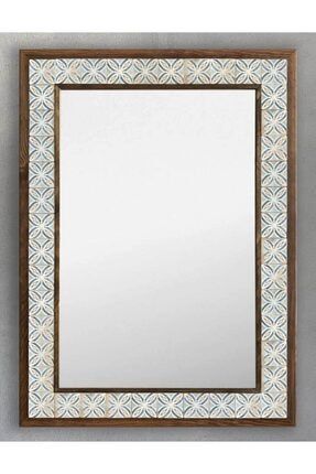 Ahşap Çerçeveli Mozaik Taş (mermer) Ayna 53x73 Cm Tile Desen Seramik Desenli AYN5070-106