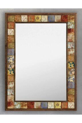 Ahşap Çerçeveli Mozaik (mermer) Ayna 53x73 Cm Seramik Desen-eskitme Çiçek Vintage AYN5070-020