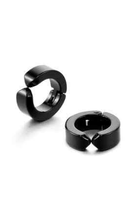 Unisex Paslanmaz Çelik Küpe Deliksiz Kulaklara Kıskaçlı Mıknatıslı Tasarım 2 Adet Siyah GOGOEY