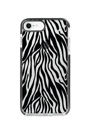 Iphone Se 2020 Siyah Impact Siyah Zebra Desenleri Premium Telefon Kılıfı Ptr051-iPhone-SE-2020