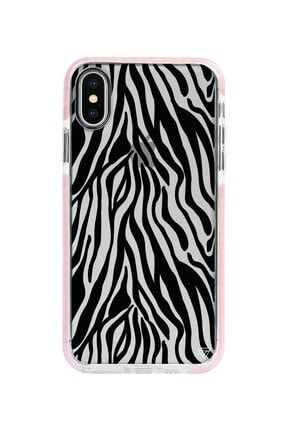 Iphone X Pembe Impact Siyah Zebra Desenleri Premium Telefon Kılıfı Ptr051-iPhone-X