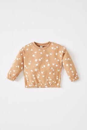 Kız Bebek Regular Fit Yıldız Desenli Organik Pamuklu Sweatshirt V5983A221AU