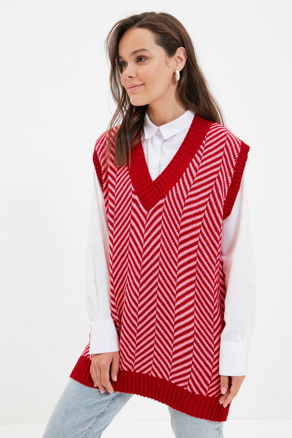 Trendyol Modest Pullover Weste Rot Figurbetont Fast ausverkauft