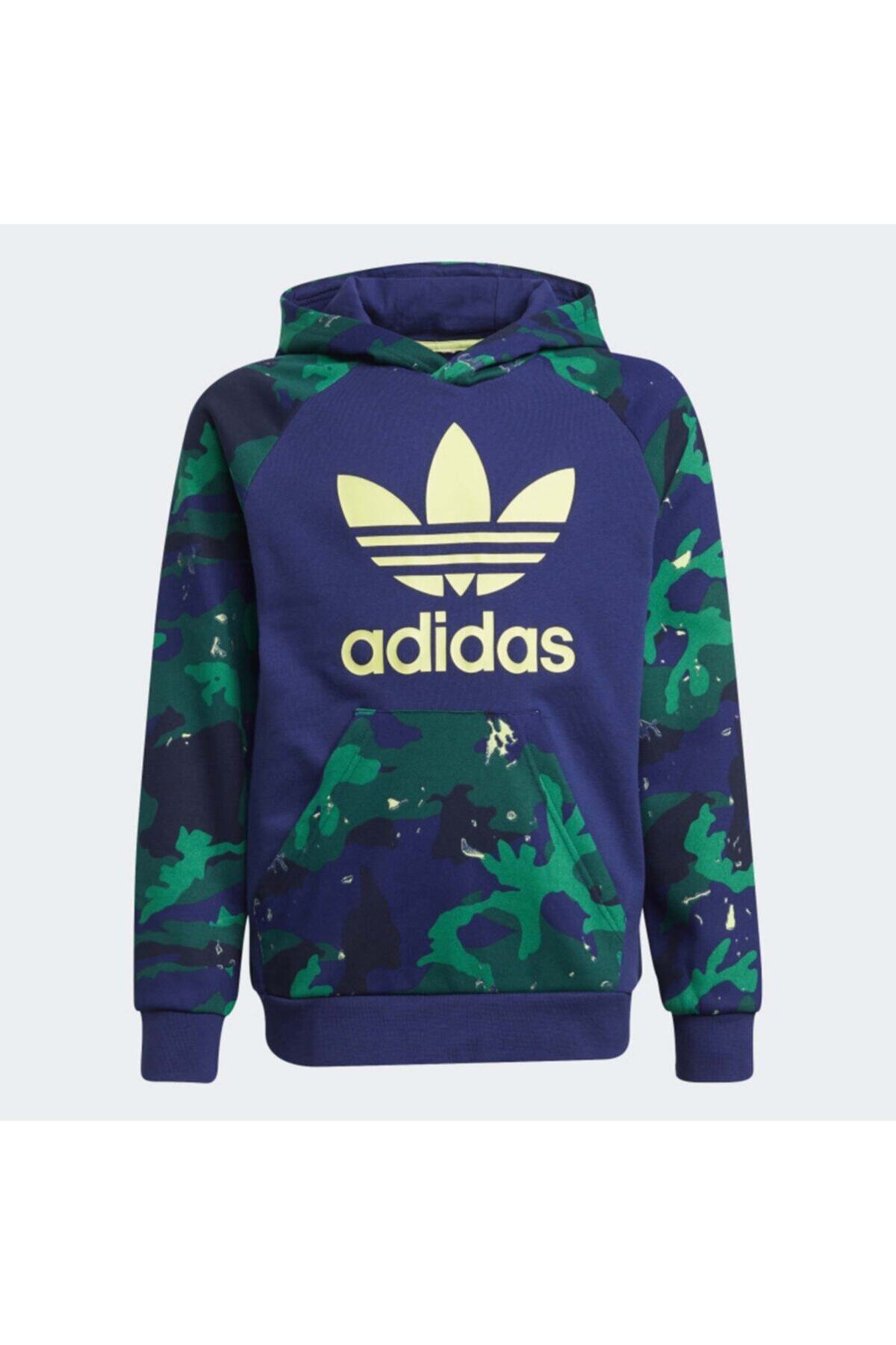هودی آدیداس بچگانه دخترانه پسرانه کلاهدار آبی سبز Adidas