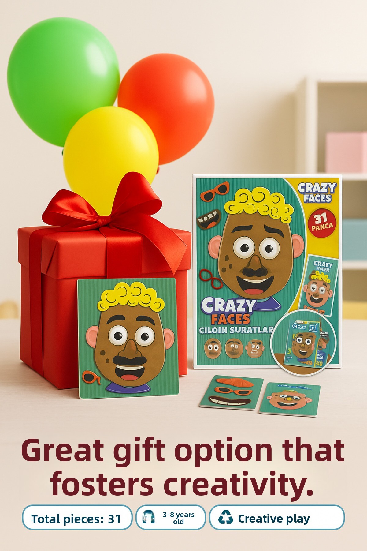 ست بازی آموزشی مغناطیسی صورت‌های عجیب – ۳۱ قطعه؛ فعالیتی برای پرورش خلاقیت