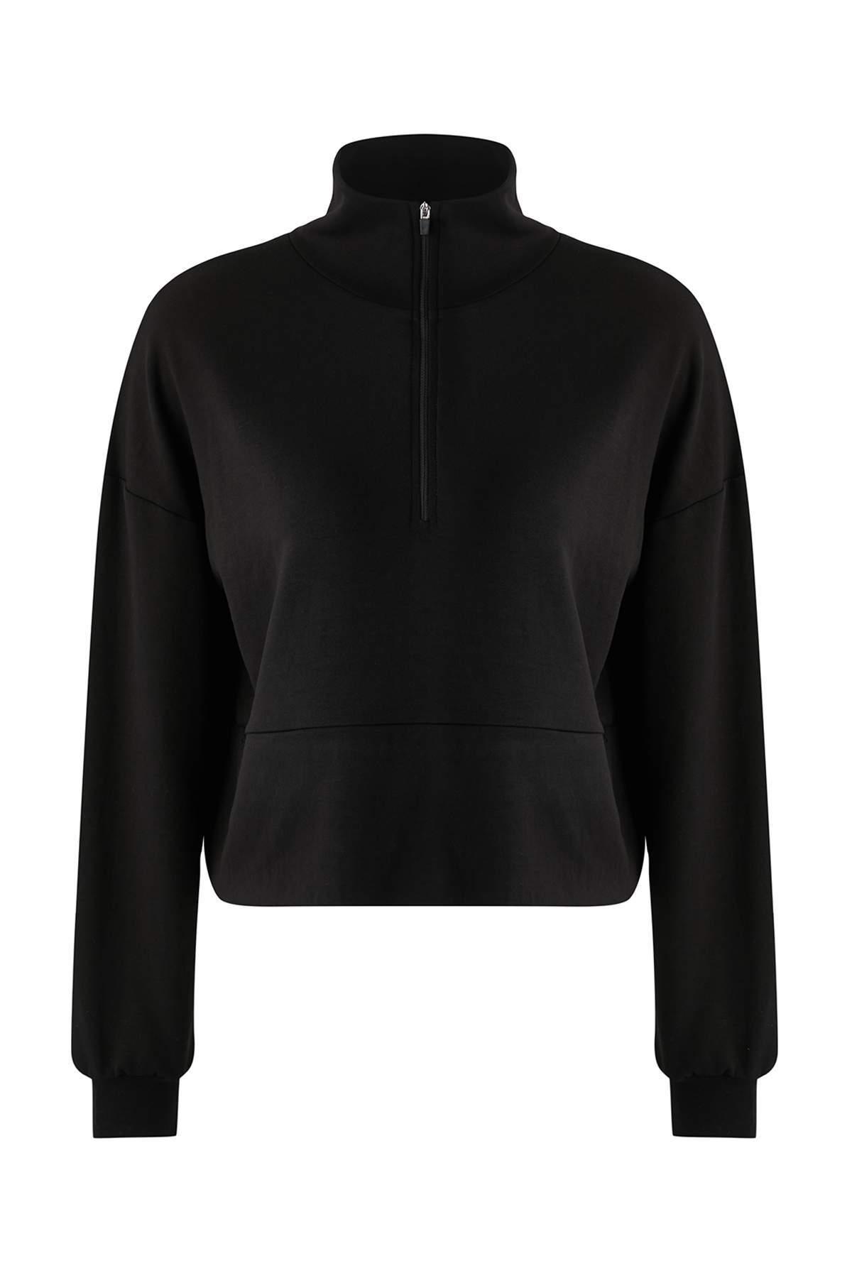 Trendyolmilla  Siyah Fermuarlı Spor Örme Sweatshirt THMAW26SW00005 - Görsel 5