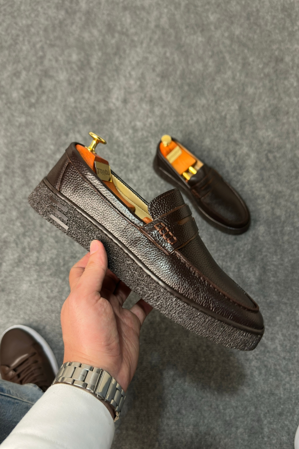 Greyybull Shoes kahve Hakiki Deri Erkek Günlük Ayakkabı, Loafer Ayakkabı, Hafif Ayakkabı görsel 4