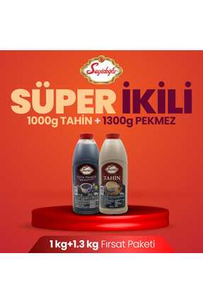 Seyidoğlu Süper İkili – Doğal Enerji Paketi (1 kg Tahin + 1300 g Üzüm Pekmezi)