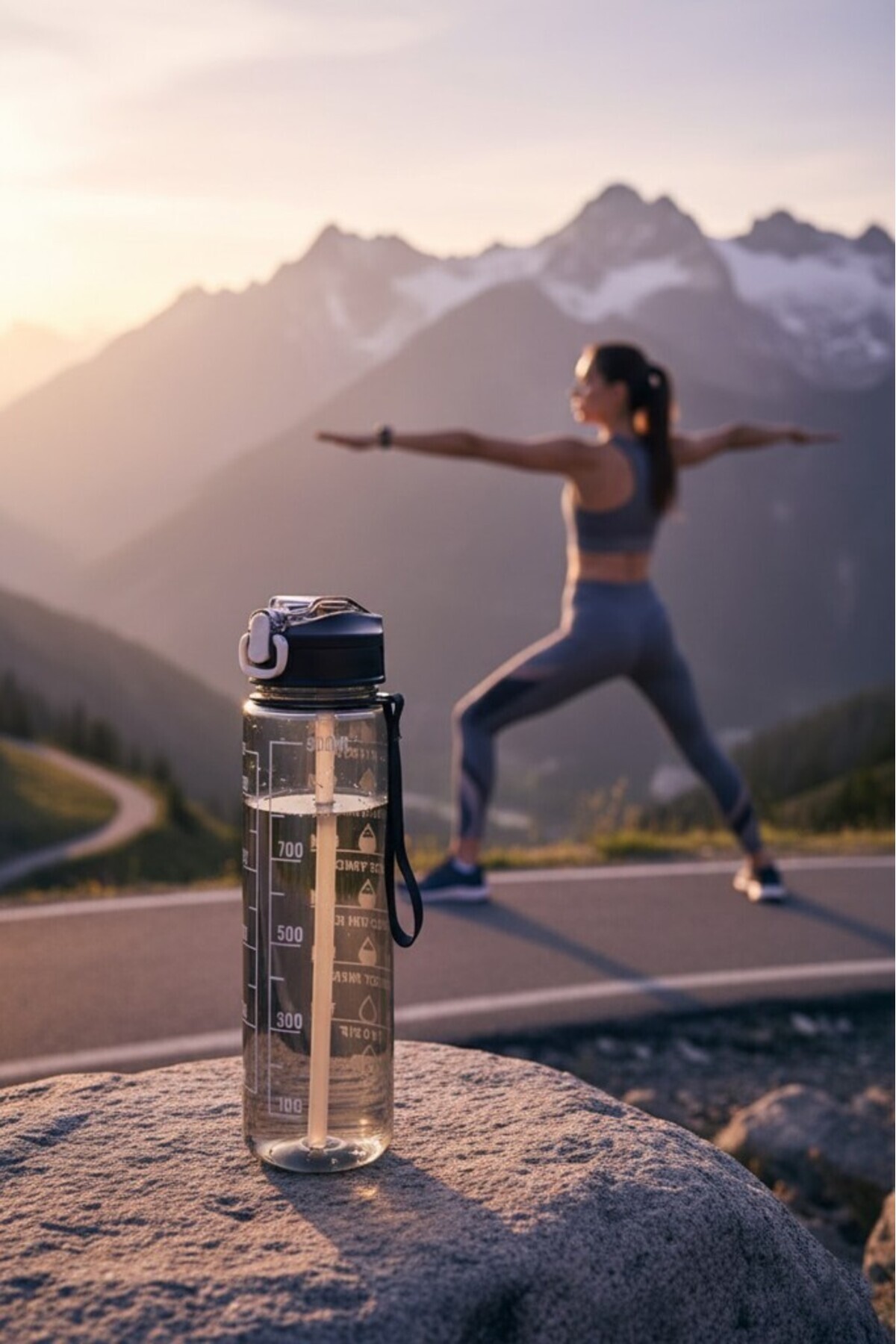 Saban Siyah, Şeffaf Pipetli Matara – 900 ml, Sızdırmaz Kapaklı Suluk