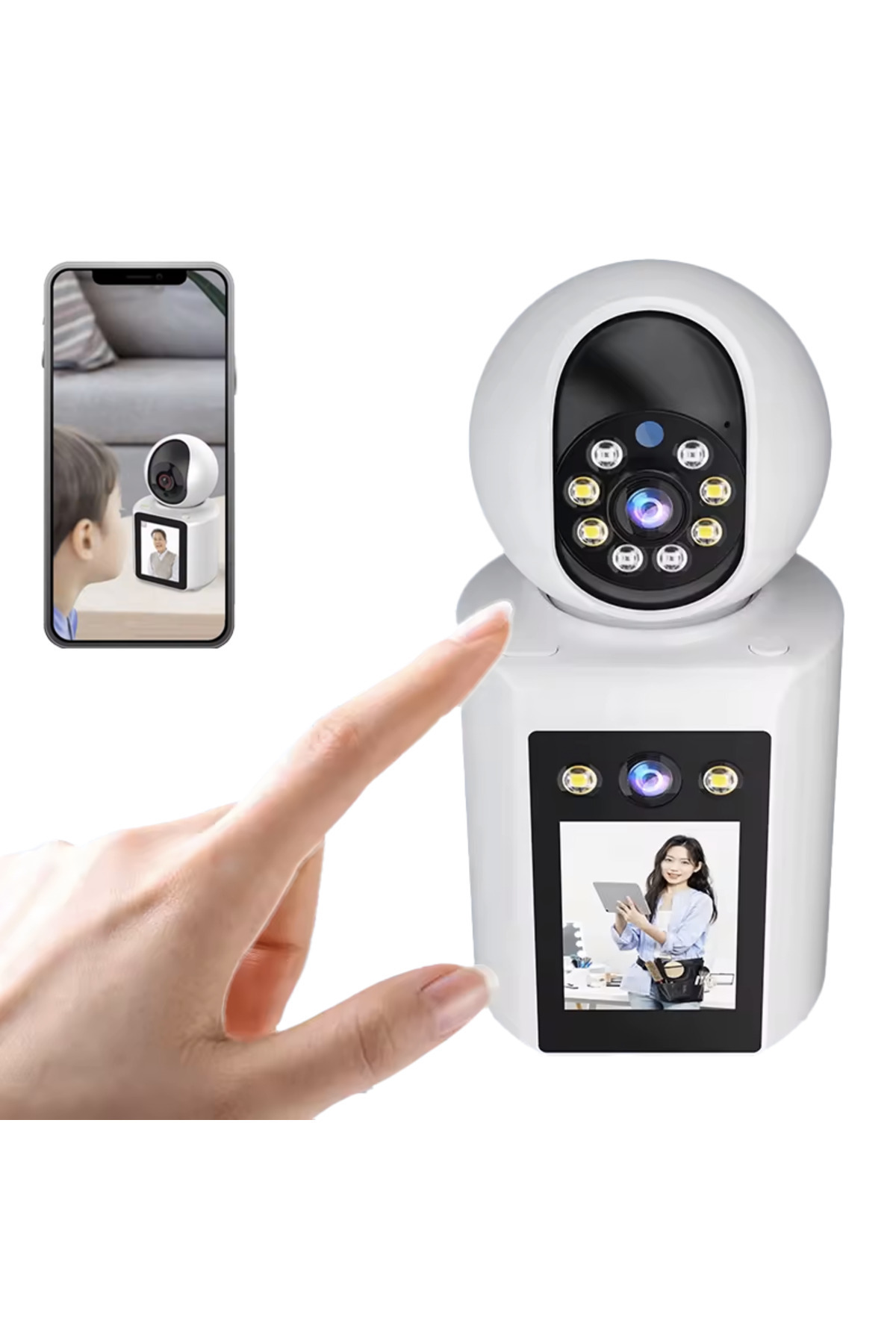 Venas Çift kameralı Monitörlü Full HD Alarmlı ev ofis bebek Güvenlik kamerası fotoğrafı 4 (önizleme)