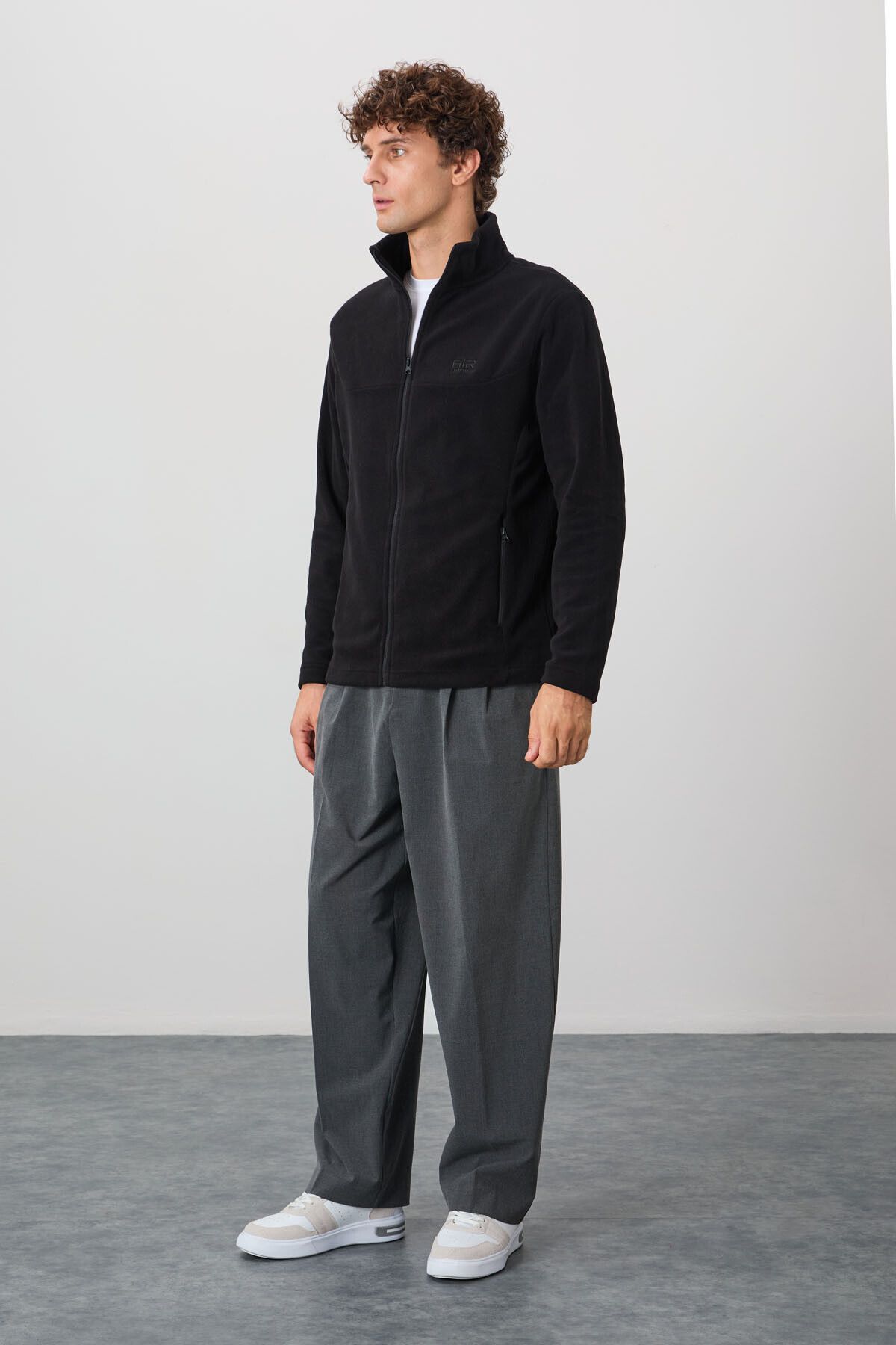 AIR JONES Hardy Siyah Standart Kalıp Polar Erkek Sweatshirt - 88299 görsel 3