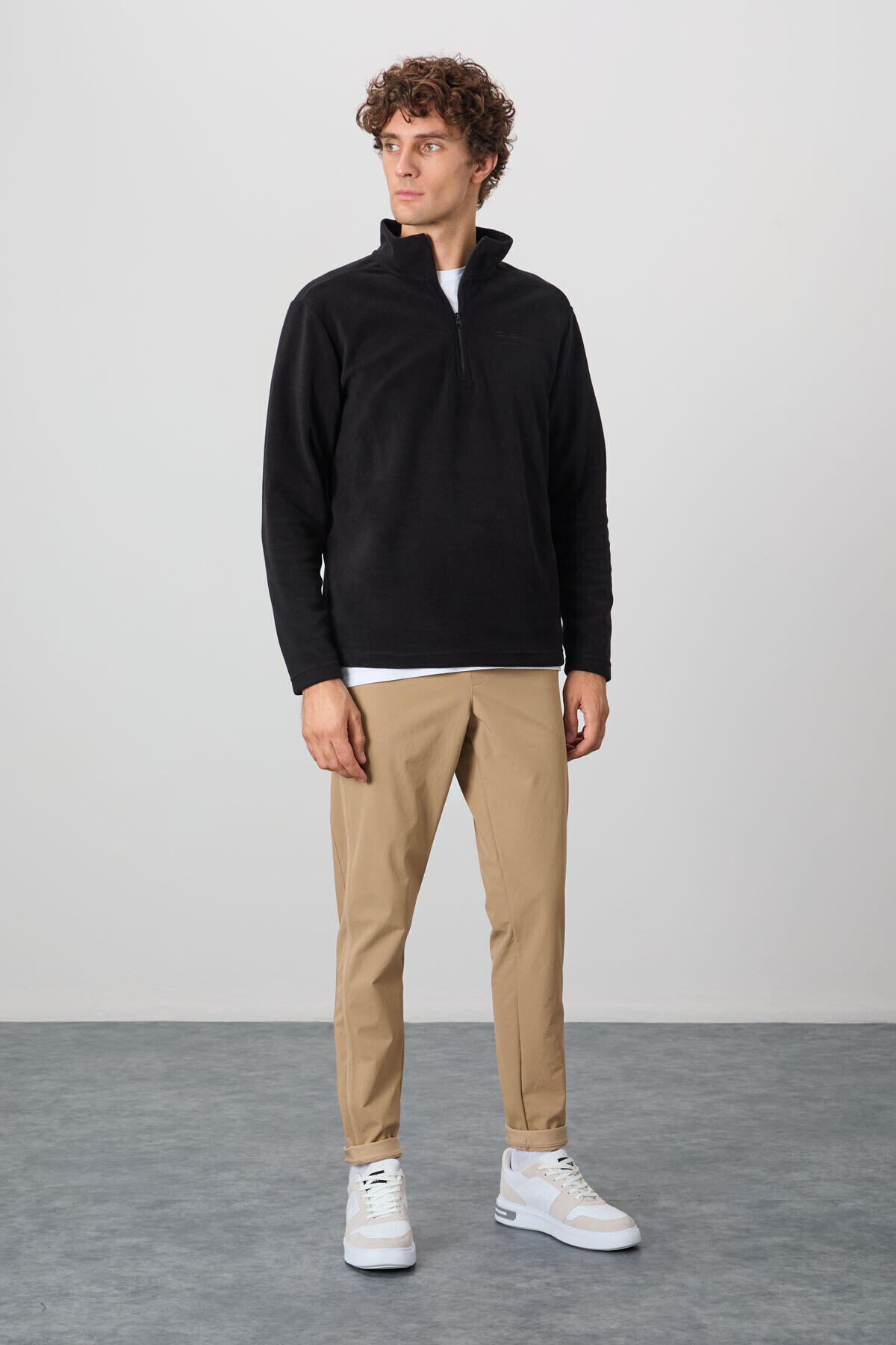 River Siyah Dik Yaka Erkek Polar Sweatshirt - 88310 — رنگارنگ A14ER-88310 — تصویر 3 از 6