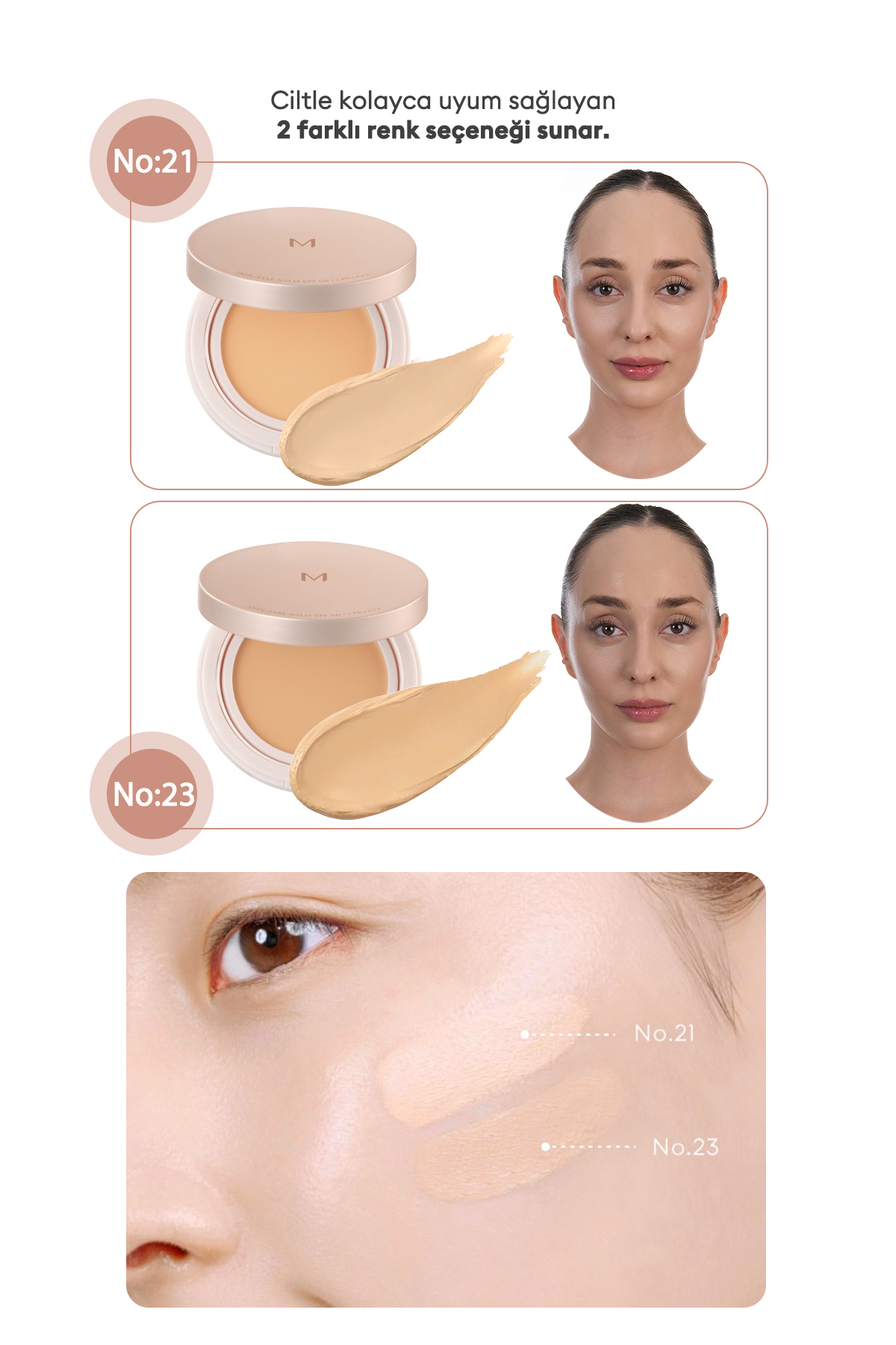 کرم پودر بالم پوشاننده قوی پوست M Skin-Fake با SPF50+PA++++، ارائه دهنده مراقبت ضد پیری (شماره 21) — بژ 111629 — تصویر 4 از 8