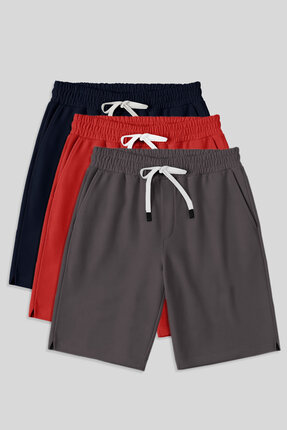 Air Jones Comfort Fit Basic 3lü Paket Lacivert-Fiesta-Koyu Gri Erkek Şort - 8...