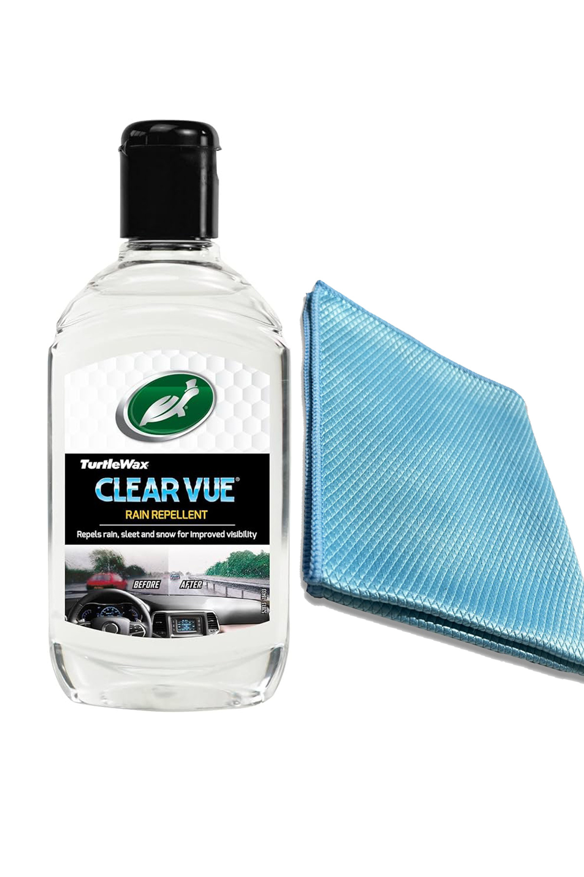 Turtle Wax Cam Su Yağmur Kaydırıcı 300 ml ve Mikrofiber Bez
